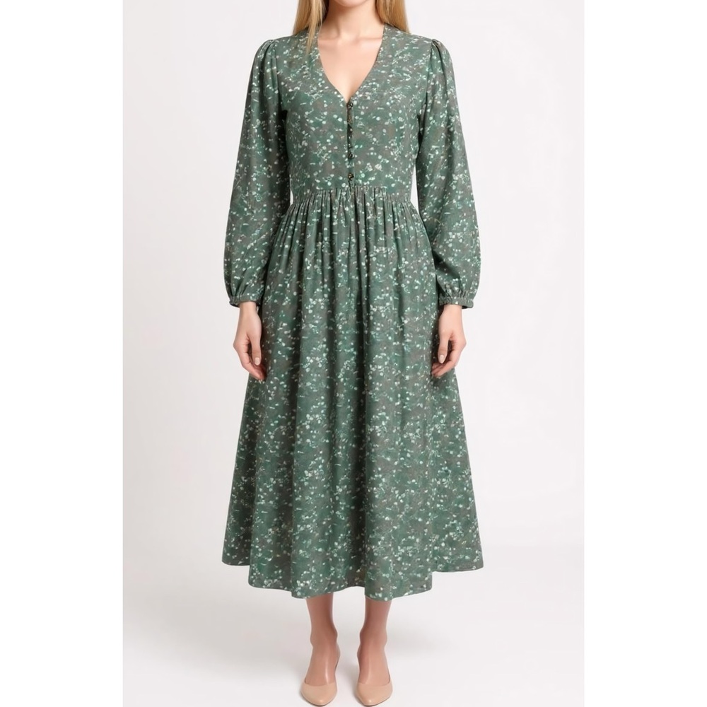 MIRTH Perth Silk-Blend Midi Dress, Winter Berry, Medium